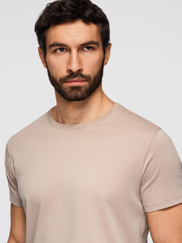 Ombre Clothing Moška bombažna srajčna garnitura BASIC s krožnim izrezom - siva-zelena/bela/bež V14 OM-TSBS-0268 Ombre Clothing