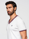 Ombre Clothing Moško viskozno majico z V izrezom - bela V1 OM-TSCT-0266 Ombre Clothing
