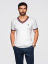 Ombre Clothing Moško viskozno majico z V izrezom - bela V1 OM-TSCT-0266 Ombre Clothing