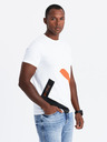 Ombre Clothing Moško bombažno majico s kontrastnim dvobarvnim potiskom - bela V2 OM-TSPT-0219 Ombre Clothing