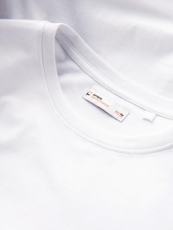 Ombre Clothing Moško bombažno majico s kontrastnim dvobarvnim potiskom - bela V2 OM-TSPT-0219 Ombre Clothing