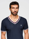 Ombre Clothing Moško viskozno majico s pitoninskim izrezom - temno modra V2 OM-TSCT-0266 Ombre Clothing