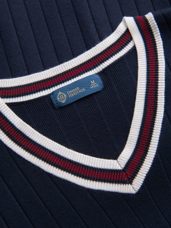 Ombre Clothing Moško viskozno majico s pitoninskim izrezom - temno modra V2 OM-TSCT-0266 Ombre Clothing