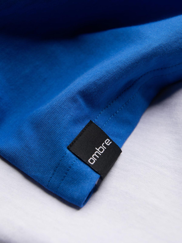Ombre Clothing Moško bombažno majico v barvah trikolorja - bela in modra V4 OM-TSCT-0174 Ombre Clothing