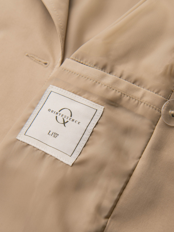 Ombre Clothing Elegantna moška dvojna vrstna jakna SLIM FIT s pasom - bež V1 OM-COLC-0146 Ombre Clothing