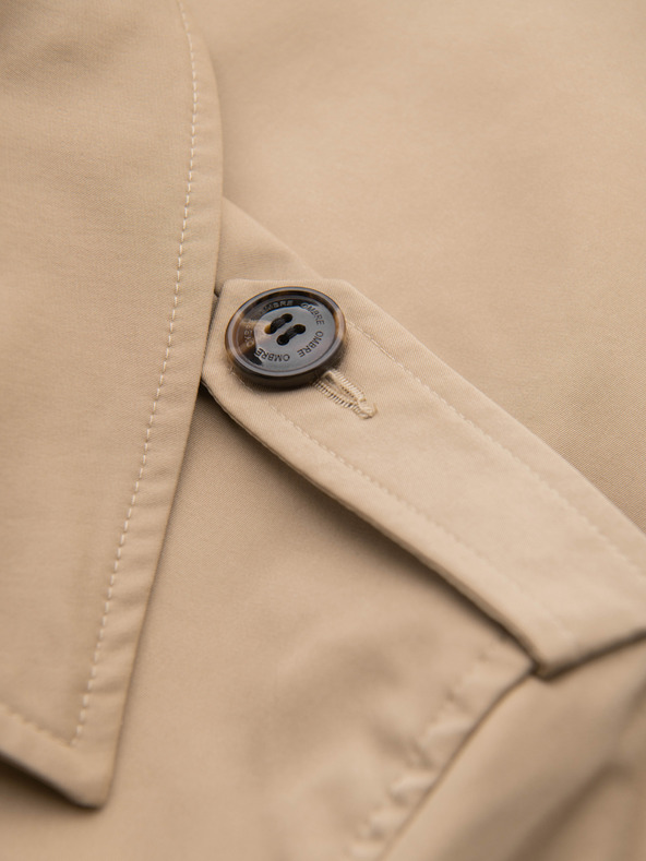 Ombre Clothing Elegantna moška dvojna vrstna jakna SLIM FIT s pasom - bež V1 OM-COLC-0146 Ombre Clothing