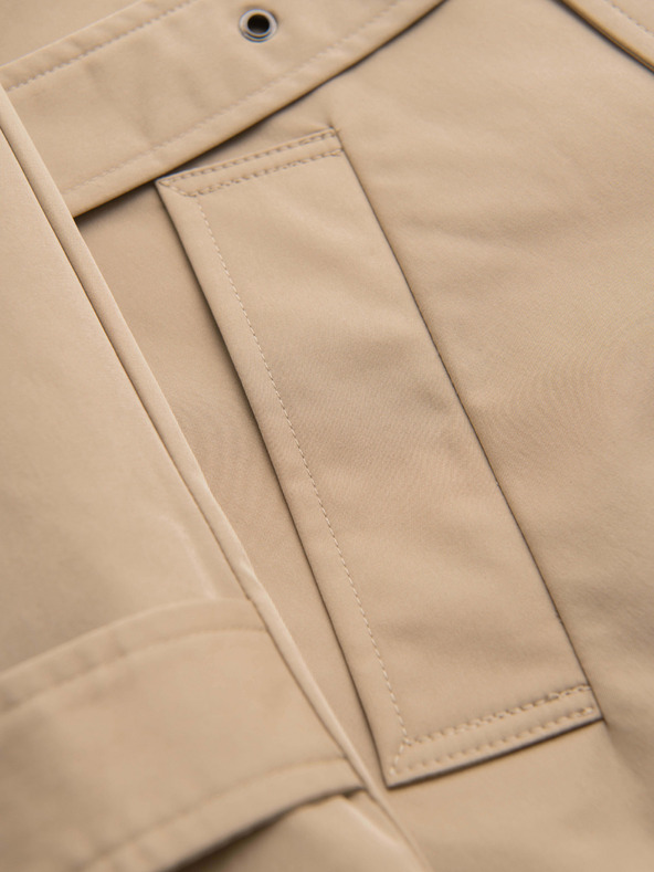 Ombre Clothing Elegantna moška dvojna vrstna jakna SLIM FIT s pasom - bež V1 OM-COLC-0146 Ombre Clothing