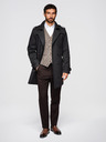 Ombre Clothing Moška dvojna vrstna elegantna jakna SLIM FIT s pasom - črna V2 OM-COLC-0146 Ombre Clothing