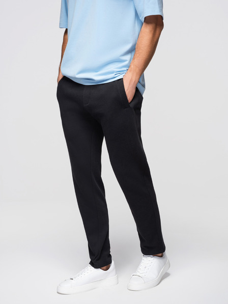 Ombre Clothing Moške bombažne trenirke BASIC brez podšivanja - črne V5 OM-PABS-0304 Ombre Clothing