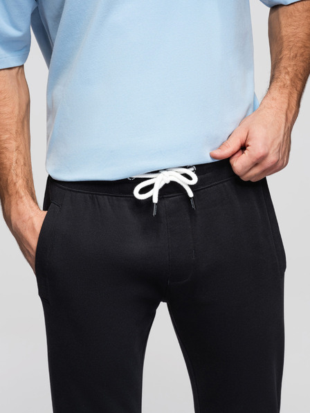 Ombre Clothing Moške bombažne trenirke BASIC brez podšivanja - črne V5 OM-PABS-0304 Ombre Clothing