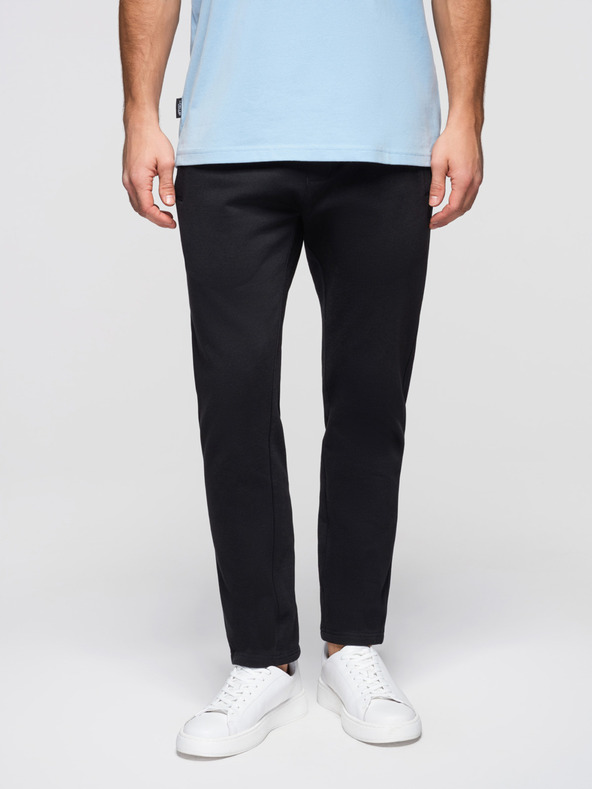 Ombre Clothing Moške bombažne trenirke BASIC brez podšivanja - črne V5 OM-PABS-0304 Ombre Clothing