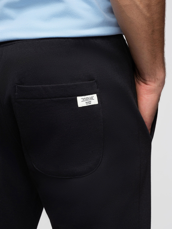 Ombre Clothing Moške bombažne trenirke BASIC brez podšivanja - črne V5 OM-PABS-0304 Ombre Clothing