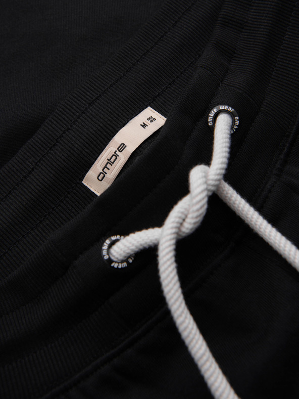 Ombre Clothing Moške bombažne trenirke BASIC brez podšivanja - črne V5 OM-PABS-0304 Ombre Clothing