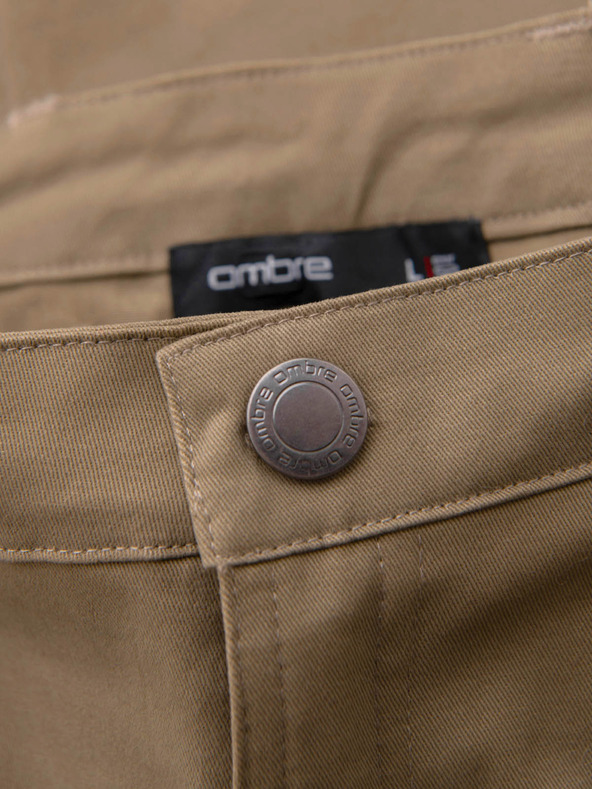 Ombre Clothing Moške hlače z ravnimi nogavicami in žepmi na zadrgo - kaki V3 P1517 Ombre Clothing
