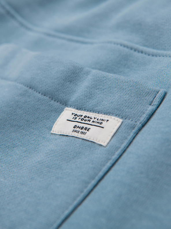 Ombre Clothing Moške trenirke BASIC z rebrinami - modre V7 OM-PABS-0305 Ombre Clothing