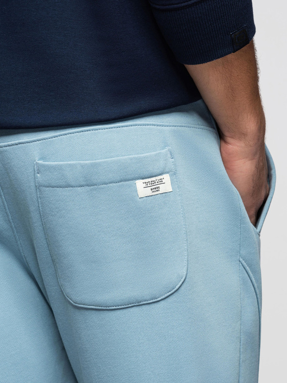 Ombre Clothing Moške trenirke BASIC z rebrinami - modre V7 OM-PABS-0305 Ombre Clothing