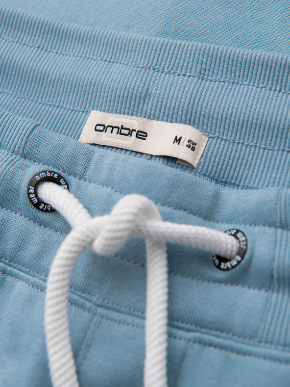 Ombre Clothing Moške trenirke BASIC z rebrinami - modre V7 OM-PABS-0305 Ombre Clothing