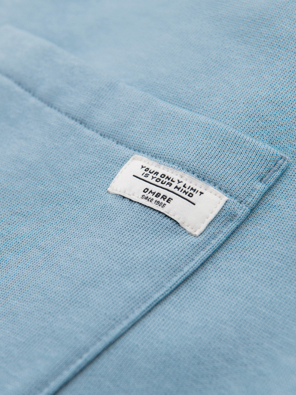 Ombre Clothing Moške bombažne trenirke BASIC z nepodloženimi nogavicami - svetlo modre V7 OM-PABS-0304 Ombre Clothing