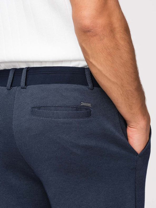 Ombre Clothing Moške sproščene hlače CARROT FIT iz žakardinega pletenine - temno modre V1 OM-PACP-0292 Ombre Clothing