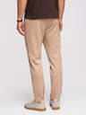 Ombre Clothing Moške trenirke z ravnimi nogavicami iz gladke pletenine - bež V3 OM-PSBC-0221 Ombre Clothing