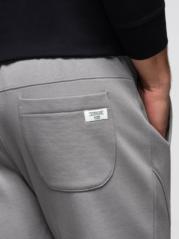 Ombre Clothing Moške trenirke BASIC z rebrino na nogavicah - sive V8 OM-PABS-0305 Ombre Clothing