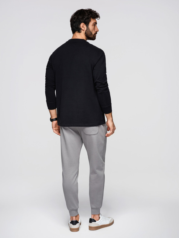 Ombre Clothing Moške trenirke BASIC z rebrino na nogavicah - sive V8 OM-PABS-0305 Ombre Clothing