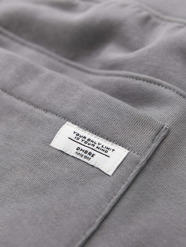 Ombre Clothing Moške trenirke BASIC z rebrino na nogavicah - sive V8 OM-PABS-0305 Ombre Clothing