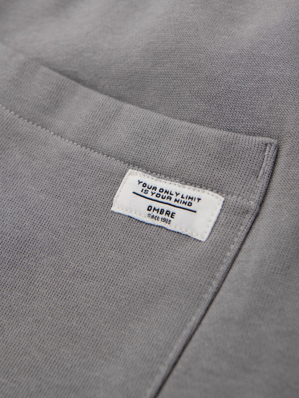 Ombre Clothing Moške bombažne trenirke BASIC z nepodloženimi nogavicami - sive V8 OM-PABS-0304 Ombre Clothing