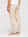 Ombre Clothing Moške sproščene hlače CARROT FIT iz žakardinega pletenine - bež V2 OM-PACP-0292 Ombre Clothing