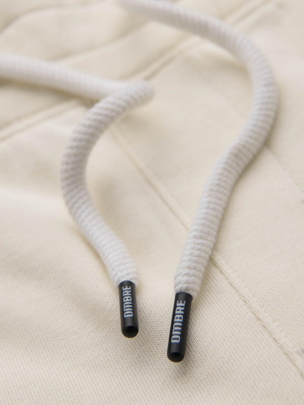 Ombre Clothing Moške trenirke BASIC z rebrasto nogavico - smetanaste V11 OM-PABS-0305 Ombre Clothing