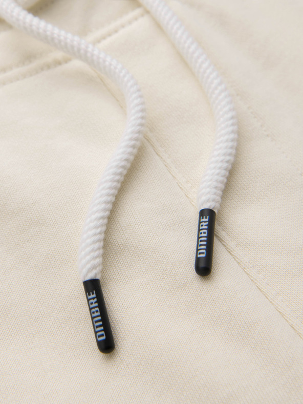 Ombre Clothing Moške bombažne trenirke BASIC z nepodloženimi nogavicami - smetanaste V11 OM-PABS-0304 Ombre Clothing