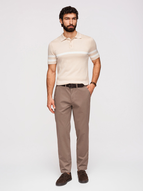 Ombre Clothing Moške hlače chino REGULAR FIT - rjave V1 OM-PACP-0293 Ombre Clothing