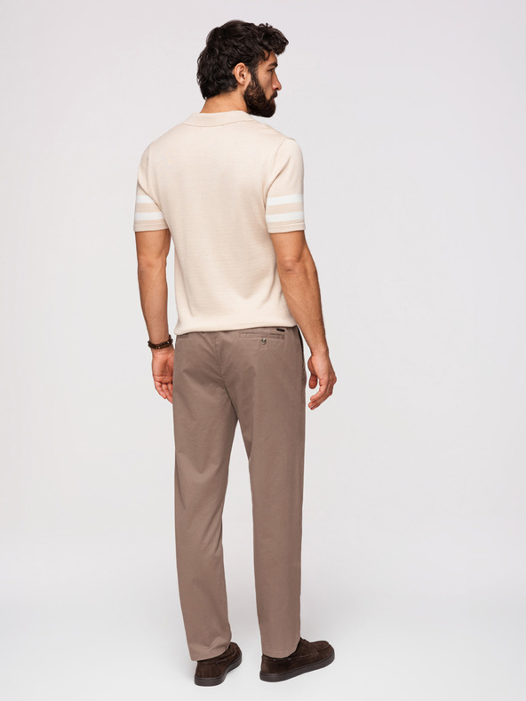 Ombre Clothing Moške hlače chino REGULAR FIT - rjave V1 OM-PACP-0293 Ombre Clothing