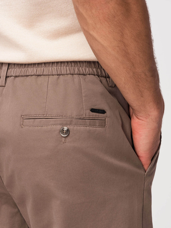 Ombre Clothing Moške hlače chino REGULAR FIT - rjave V1 OM-PACP-0293 Ombre Clothing