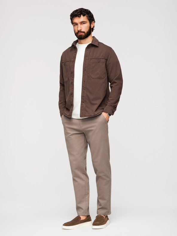 Ombre Clothing Moške hlače chino SLIM FIT s fino teksturo - pepel V1 OM-PACP-0294 Ombre Clothing