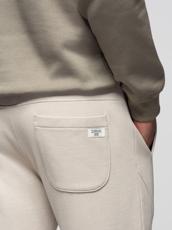 Ombre Clothing Moške trenirke BASIC jogger z rebrasto nogavico - svetlo bež V1 OM-PABS-0305 Ombre Clothing