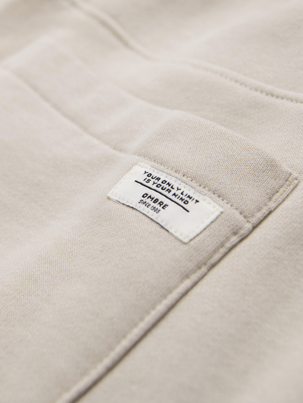 Ombre Clothing Moške trenirke BASIC jogger z rebrasto nogavico - svetlo bež V1 OM-PABS-0305 Ombre Clothing