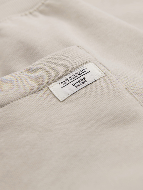 Ombre Clothing Moške bombažne trenirke BASIC z nepodloženimi nogavicami - svetlo bež V1 OM-PABS-0304 Ombre Clothing