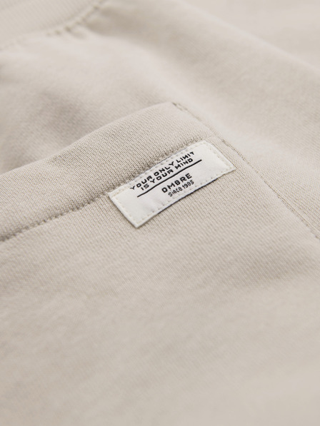 Ombre Clothing Moške bombažne trenirke BASIC z nepodloženimi nogavicami - svetlo bež V1 OM-PABS-0304 Ombre Clothing