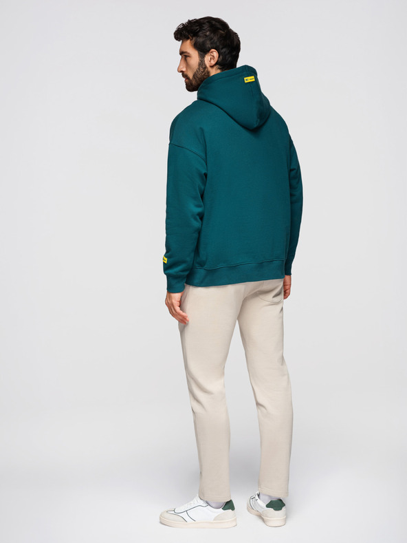 Ombre Clothing Moške bombažne trenirke BASIC z nepodloženimi nogavicami - svetlo bež V1 OM-PABS-0304 Ombre Clothing