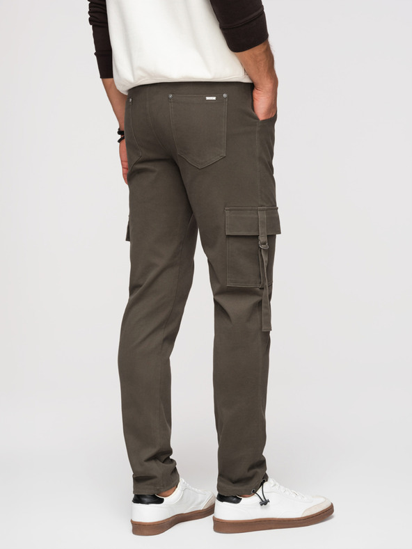 Ombre Clothing Moške hlače cargo s ravnimi nogavicami in zatisnjenem robom - grafitne V3 P1516 Ombre Clothing