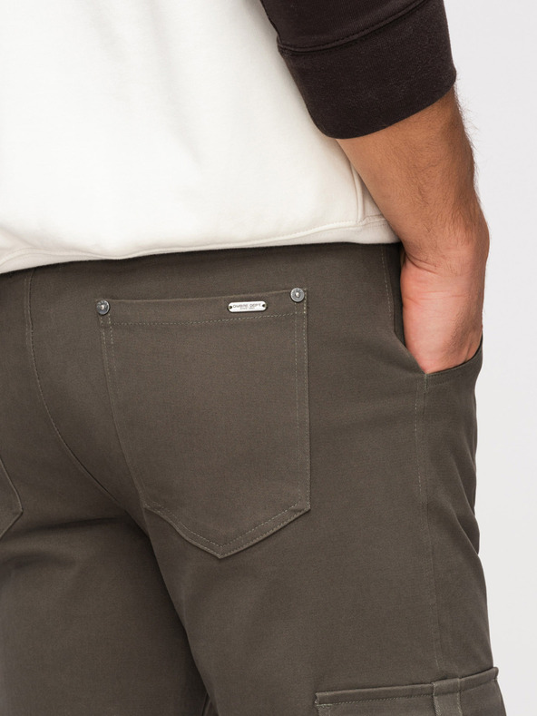 Ombre Clothing Moške hlače cargo s ravnimi nogavicami in zatisnjenem robom - grafitne V3 P1516 Ombre Clothing