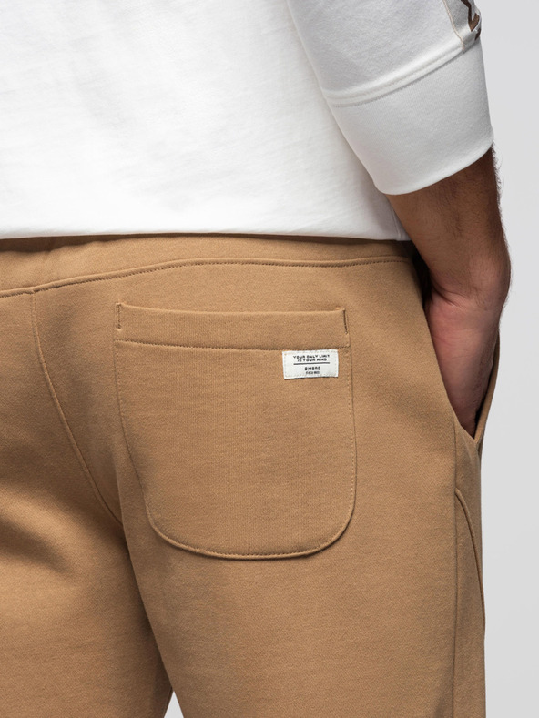 Ombre Clothing Moške trenirke BASIC jogger z rebrasto nogavico - rjave V2 OM-PABS-0305 Ombre Clothing