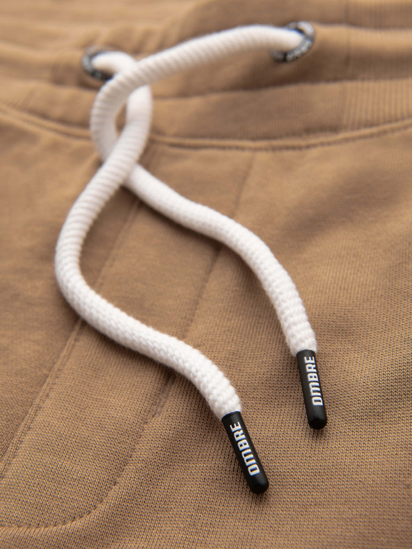 Ombre Clothing Moške trenirke BASIC jogger z rebrasto nogavico - rjave V2 OM-PABS-0305 Ombre Clothing