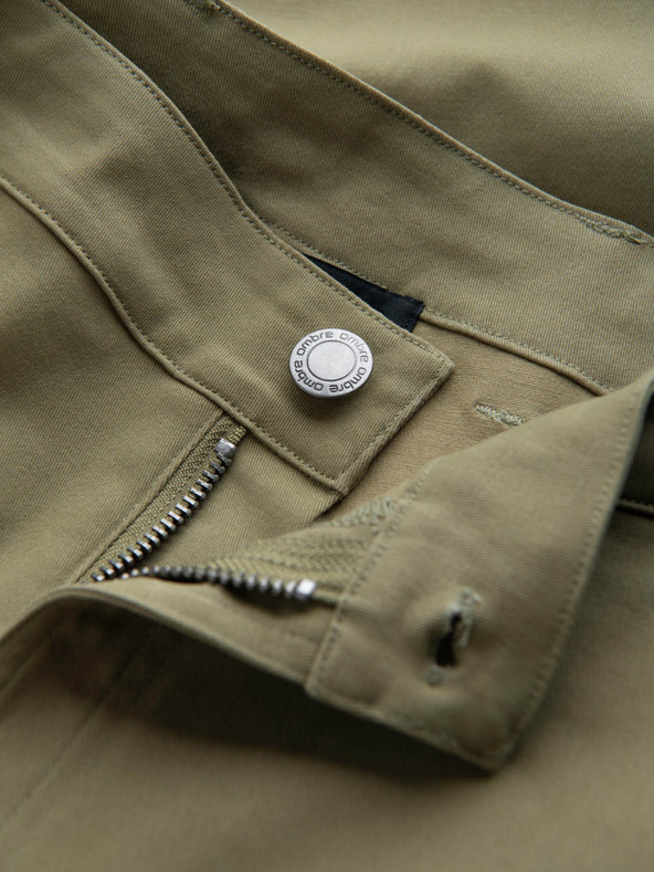 Ombre Clothing Moške cargo hlače z ravnimi hlačnicami in žepi na zadrgo - olivna barva V2 P1517 Ombre Clothing