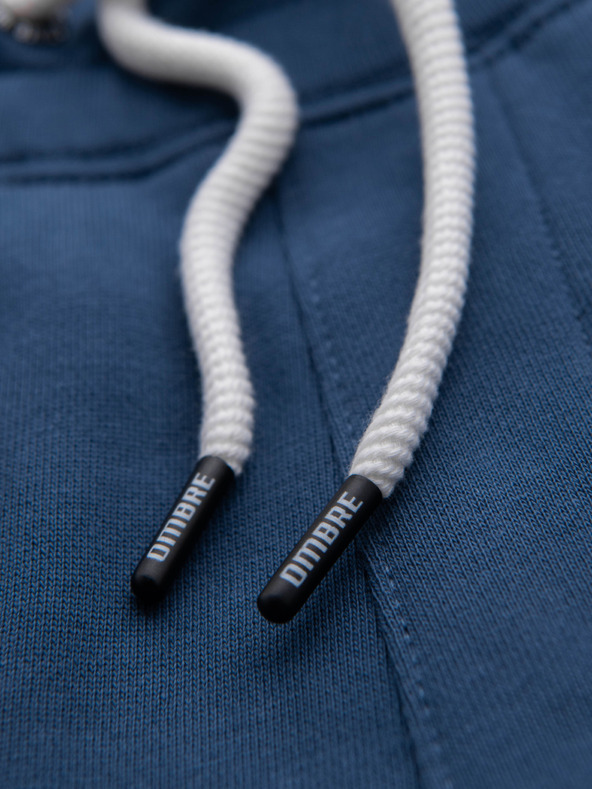 Ombre Clothing Moške trenirke BASIC jogger z rebrastimi hlačnicami - temno modre V4 OM-PABS-0305 Ombre Clothing