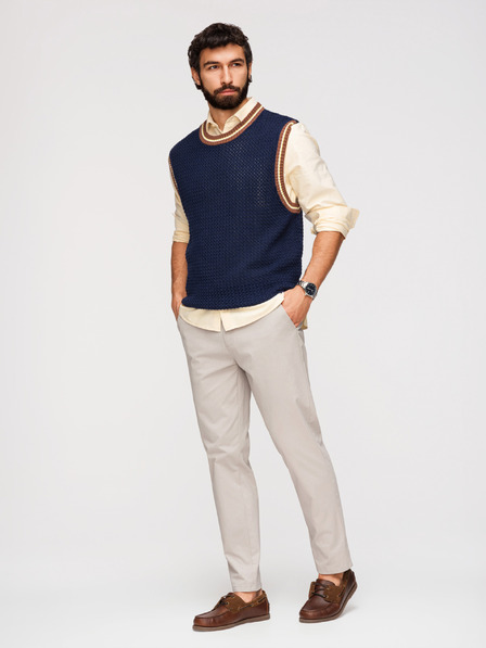 Ombre Clothing Moške hlače chino REGULAR FIT - bež V2 OM-PACP-0293 Ombre Clothing