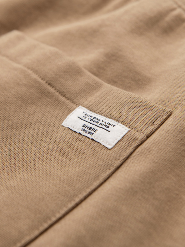 Ombre Clothing Moške bombažne trenirke BASIC z nepodloženimi nogavicami - rjave V2 OM-PABS-0304 Ombre Clothing