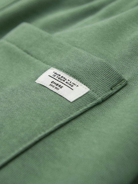 Ombre Clothing Moške bombažne trenirke BASIC z nepodloženimi nogavicami - zelene V3 OM-PABS-0304 Ombre Clothing