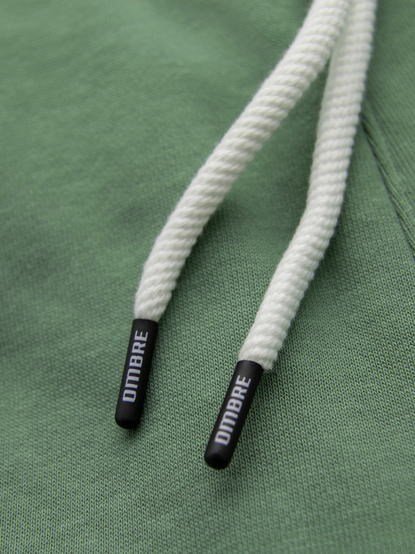 Ombre Clothing Moške bombažne trenirke BASIC z nepodloženimi nogavicami - zelene V3 OM-PABS-0304 Ombre Clothing